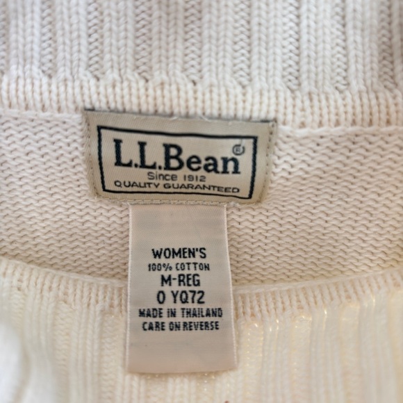 L.L. Bean Womens Turtleneck Sweater Size Medium Ivory 100% Cotton Classic Knit - Picture 13 of 13